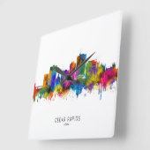 Cedar Rapids Iowa Skyline Vierkante Klok (Hoek)