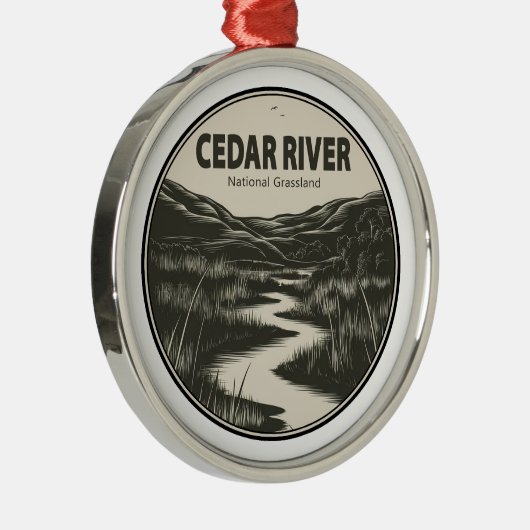 Cedar River National Grassland Stream Metalen Ornament (Rechts)