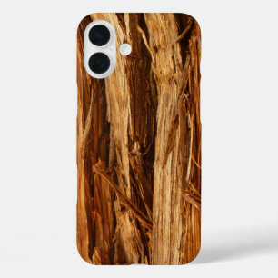 Cedar Textured Wooden Bark look iPhone 16 Plus Hoesje