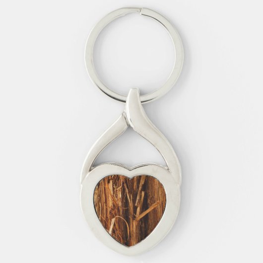 Cedar Textured Wooden Bark look Sleutelhanger (Voorkant)