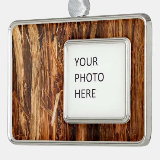Cedar Textured Wooden Bark look Verzilverd Kader Ornament (Links)