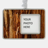 Cedar Textured Wooden Bark look Verzilverd Kader Ornament (Voorkant)
