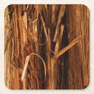 Cedar Textured Wooden Bark look Vierkante Kartonnen Onderzetter
