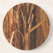 Cedar Textured Wooden Bark look Zandsteen Onderzetter (Voorkant)