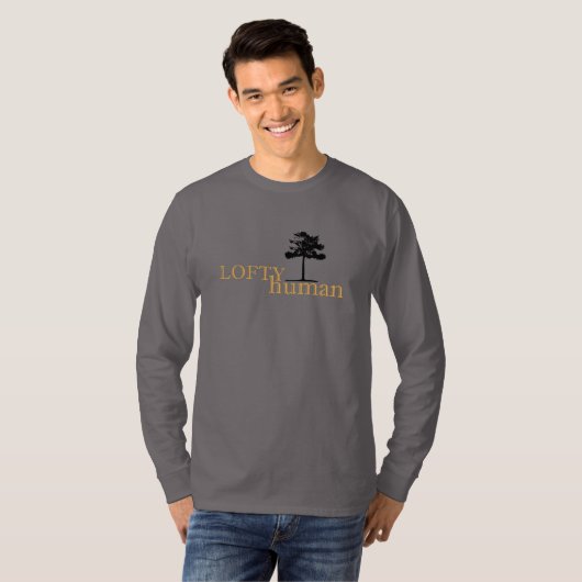 Cedar Tree Lofty Human Funny Quote Gele Tekst T-shirt (Voorkant volledig)