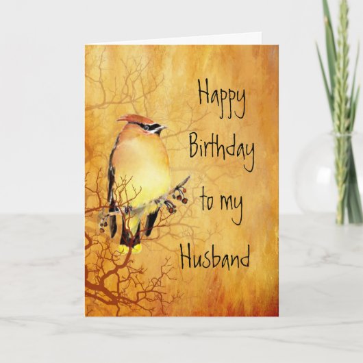 Cedar Waxing Bird Best Husband Birthday Kaart (Voorkant)
