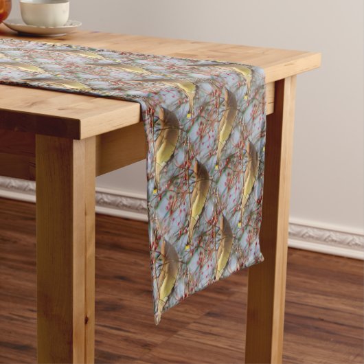 Cedar Waxing Bird Pattern Korte Tafelloper (Voorbeeld)