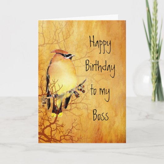 Cedar Waxing Waterverf Boss Birthday Card Kaart (Voorkant)