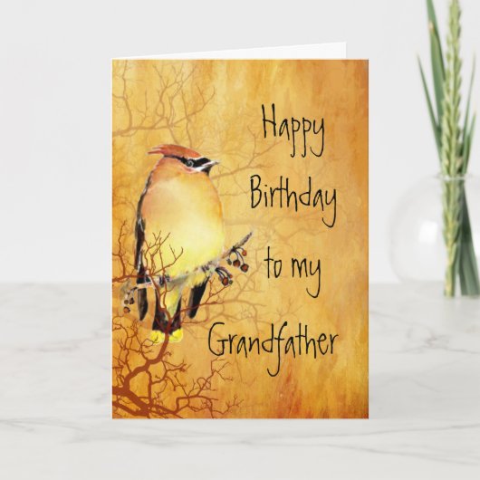 Cedar Waxwing Bird Grandfather Birthday Card Kaart (Voorkant)