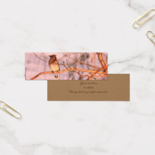 Cedar Waxwing Bird Natuur Mini Bladwijzer Mini Visitekaartjes