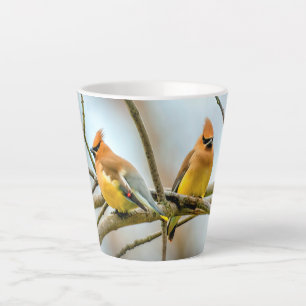 Cedar Waxwing - Originele foto Latte Mok