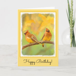 Cedar Waxwing Painting - Cute Original Dog Art Kaart