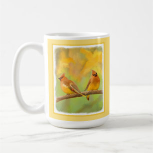 Cedar Waxwing Painting - Cute Original Dog Art Koffiemok