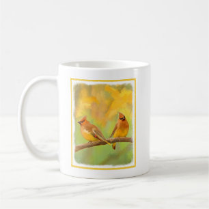 Cedar Waxwing Painting - Cute Original Dog Art Koffiemok