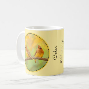 Cedar Waxwing Painting - Cute Original Dog Art Koffiemok