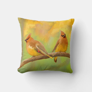 Cedar Waxwing Painting - Cute Original Dog Art Kussen
