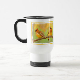 Cedar Waxwing Painting - Cute Original Dog Art Reisbeker