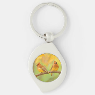 Cedar Waxwing Painting - Cute Original Dog Art Sleutelhanger