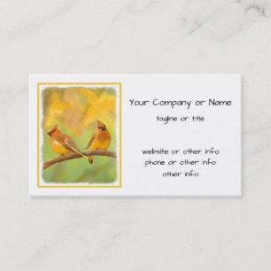Cedar Waxwing Painting - Cute Original Dog Art Visitekaartje