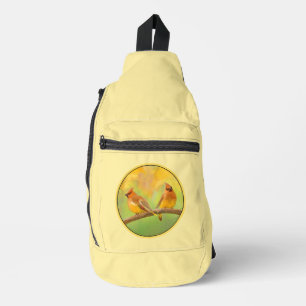 Cedar Waxwing Pair Schilderen Originele Wild Bird  Sling Bag