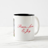 Cedar Waxwing, Peace, Love & Joy Coffee Mok (Voorkant rechts)