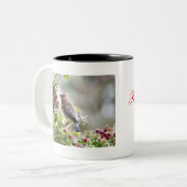 Cedar Waxwing, Peace, Love & Joy Coffee Mok (Voorkant links)