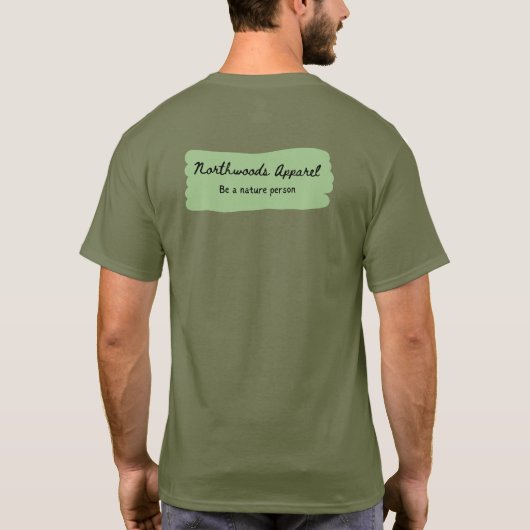 Cedar Waxwing Stencil- Vermoeidheid Groen- Volledi T-shirt (Achterkant)