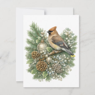 Cedar Waxwing Winter Songbirds Collectie Notitiekaartje