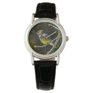 Cedar Waxwing zangvogel origineel wilde vogel foto Horloge