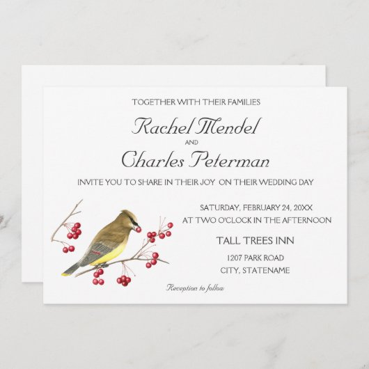 Cèdre cirage Faire-part de mariage d'art (Devant / Derrière)