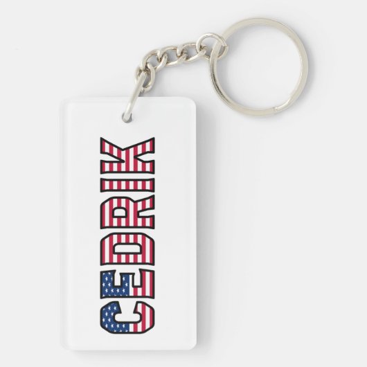 Cedrik Nom Prénom USA Drapeau Porte-Clés (Dos)