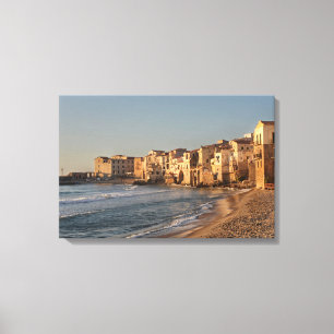Cefalu, kustplaats Sicilië Canvas Afdruk