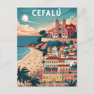 Cefalu, Sicilië, Italië Strand Briefkaart