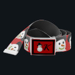 Ceinture Monogram Christmas Snowman Red Black Holiday<br><div class="desc">Accessoire votre tenue de Noël avec cette ceinture enneigée festive. Cette ceinture de vacances présente les couleurs blanc, rouge et noir. Portez cette ceinture avec une variété de tenues. Pour des vacances festives, regardez porter cette ceinture avec une robe noire pour le travail ou un rassemblement. Sachez qu'une ceinture de...</div>
