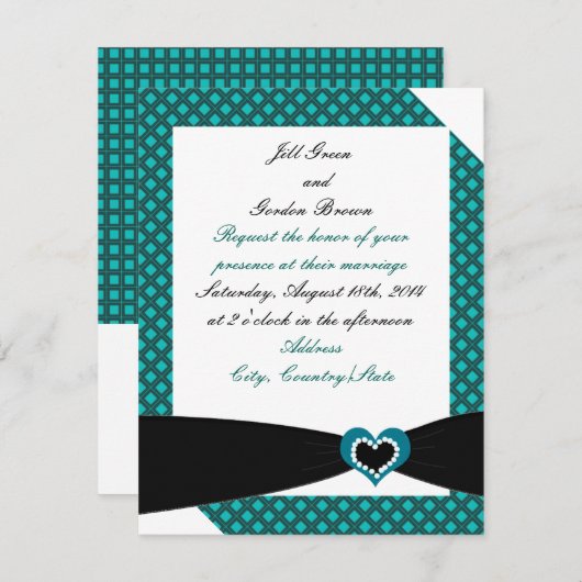 Ceinture noire avec Faire-part de mariage à arc Tu (Devant / Derrière)