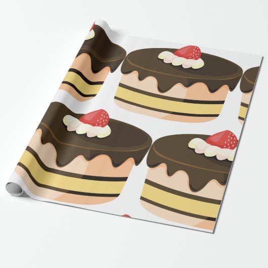 Cek en aardbei cadeaupapier (Uitgerold)