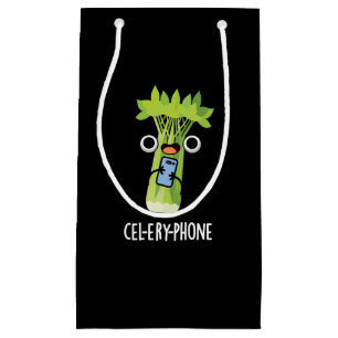 Cel-lery Phone Funny Celery Veggie Pun Dark BG Klein Cadeauzakje
