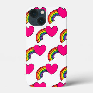 Cel-telefoondraagtas met regenbogen en warmroze ha iPhone 13 mini hoesje