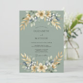 Celadon Champagnetinten Loof Huwelijk Eucalyptus Kaart (Staand voorkant)