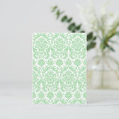 Celadon en White Elegant Damask Pattern Briefkaart (Staand voorkant)
