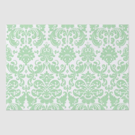 Celadon en White Elegant Damask Pattern Tissuepapier (Voorkant)