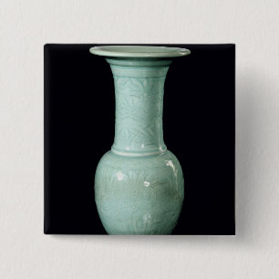 Celadon glazen vase, Yuan Dynasty Vierkante Button 5,1 Cm