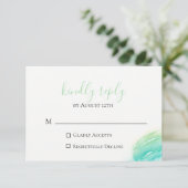 Celadon Green Beach Wedding RSVP Card (Staand voorkant)