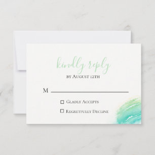 Celadon Green Beach Wedding RSVP Card Kaartje