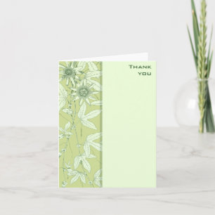 Celadon Green Botanical Floral Thank You Note Card Bedankkaart