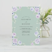 Celadon Periwinkle Roze Bruiloft Kaart (Staand voorkant)
