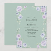 Celadon Periwinkle Roze Bruiloft Kaart (Voorkant / Achterkant)