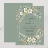 Celadon Witte Lelie Bruiloft Kaart (Voorkant / Achterkant)