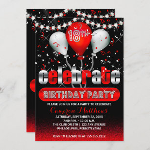 Celebrate Balloons Confetti 18th Birthday Party in Kaart