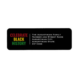 CELEBRATE BLACK HISTORY BHM Retouradres Etiket